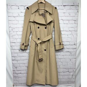 Vtg Etienne Aigner 70’s Leather Belted Tan Mob Wife Trench Coat Sz 16 *Read*